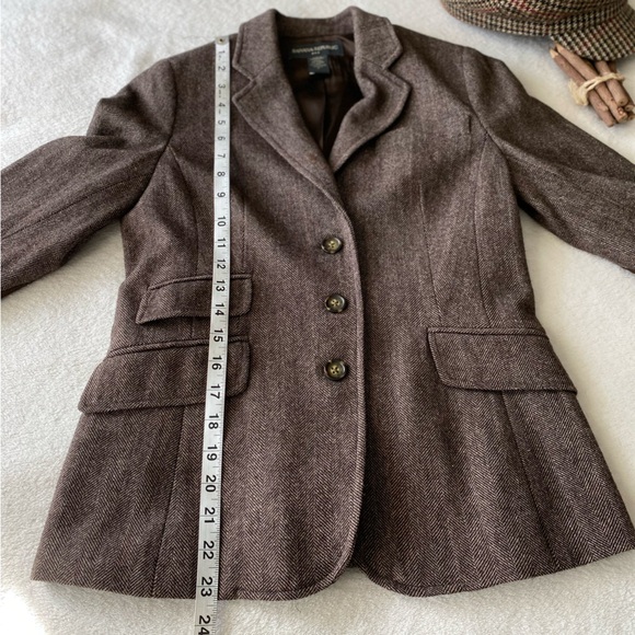 Banana Republic Factory Vintage Wool Brown Herringbone Professor Jacket sz 2 - Picture 14 of 16